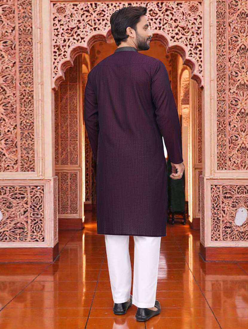 men self design mandarin neck long kurta - 22595193 -  Standard Image - 2