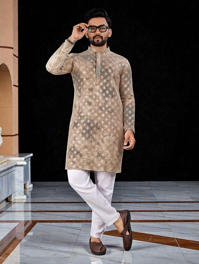Men Printed Mandarin Neck Long Kurta - 22595233 -  Standard Image - 2