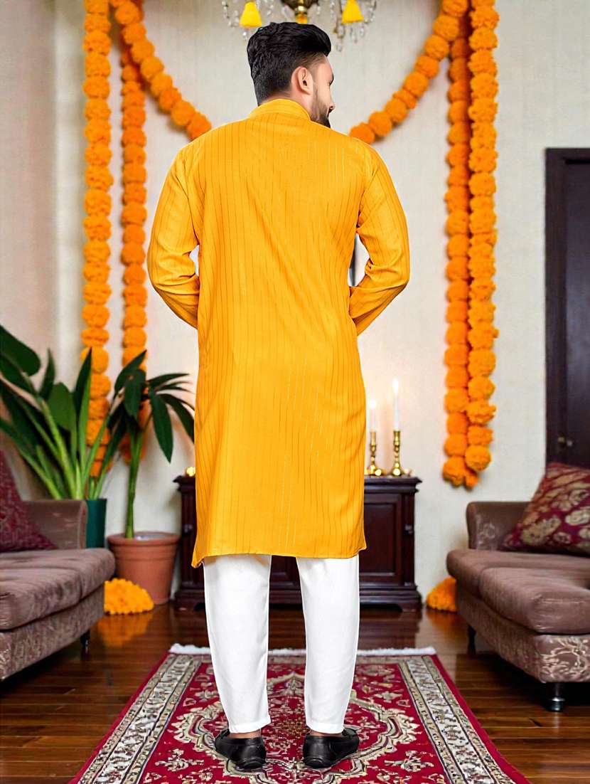 men striped mandarin neck long kurta - 22595251 -  Standard Image - 2