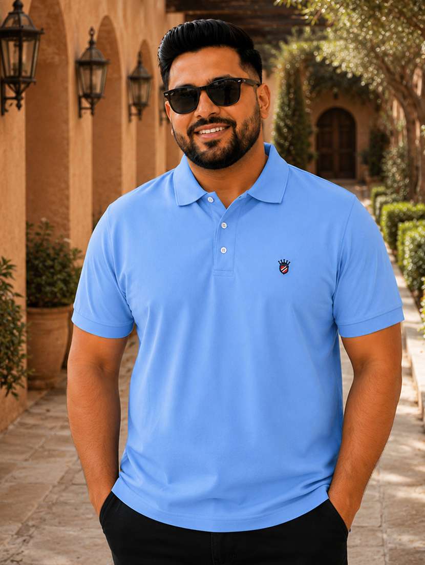 men solid short sleeves polo t-shirt