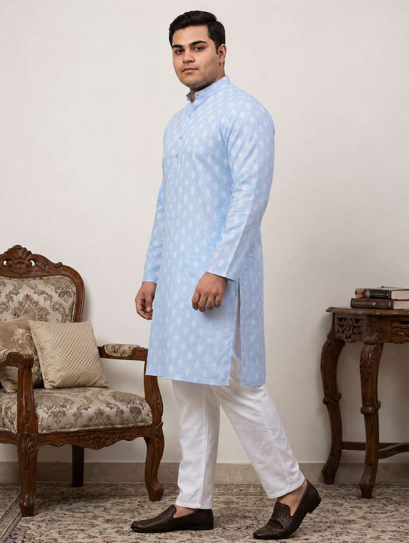 Men Printed Mandarin Neck Kurta Pyjama Set - 22595349 -  Standard Image - 2