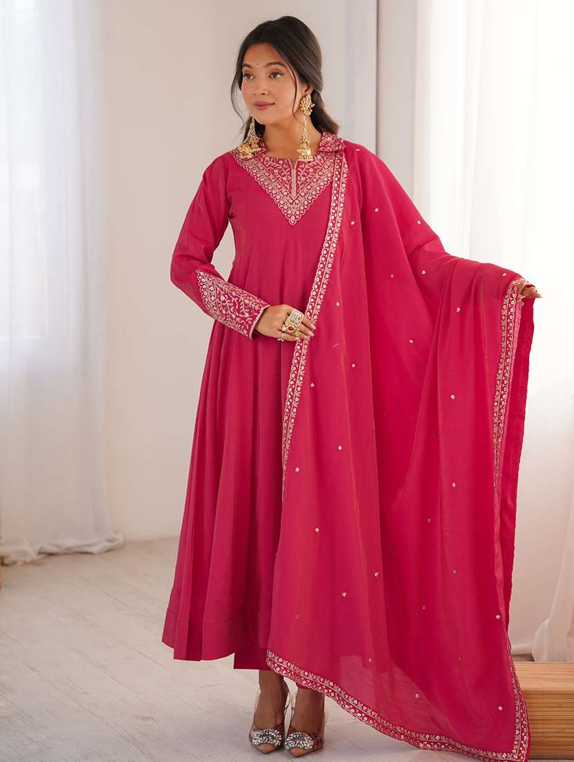 Women Embroidered Long Sleeves Kurta Pant Set With Dupatta - 22595394 -  Standard Image - 2