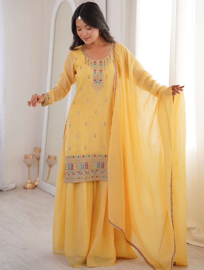 Women Embroidered Long Sleeves Kurta Palazzo Set With Dupatta - 22595399 -  Standard Image - 2