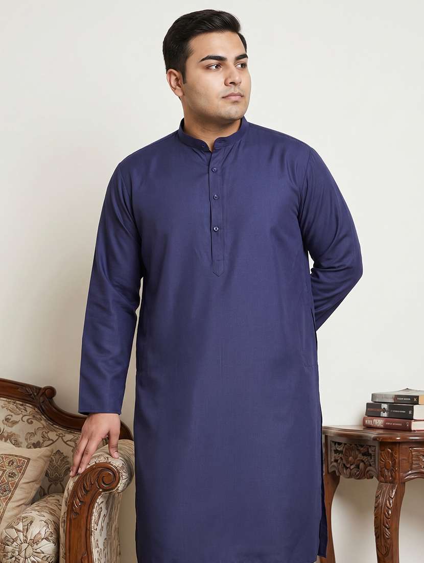 men solid mandarin neck long kurta