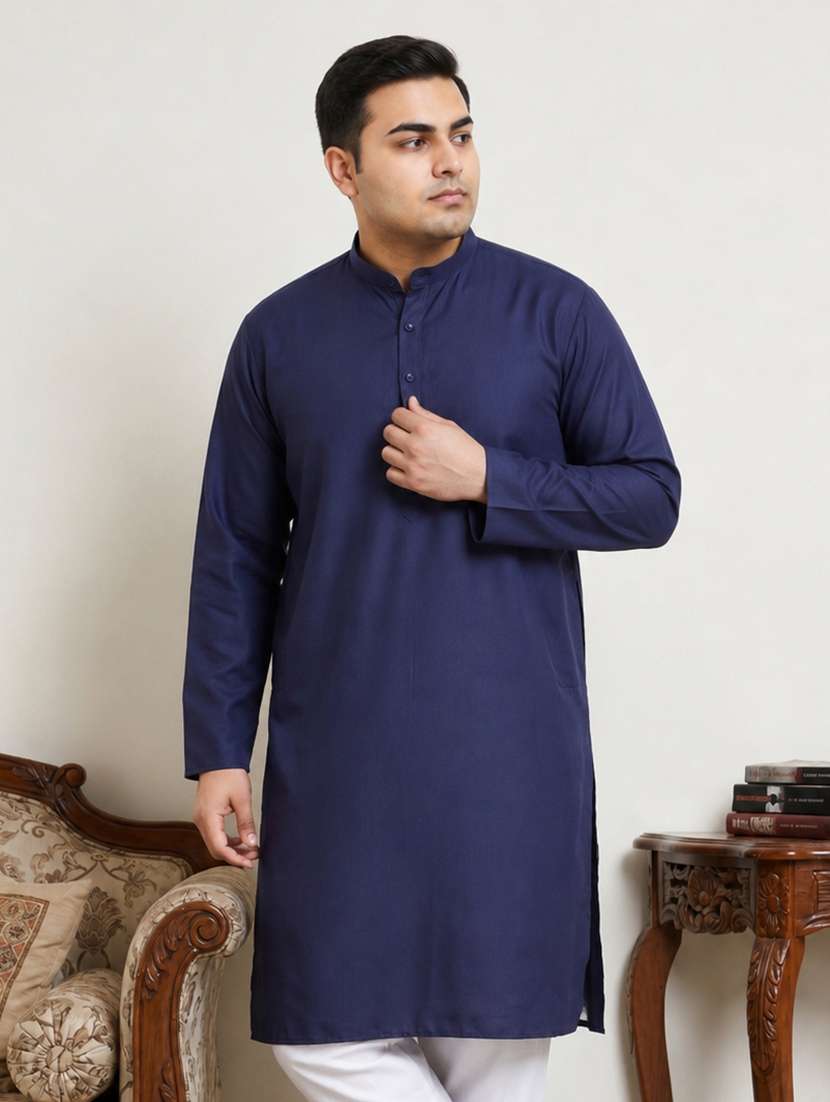 Men Solid Mandarin Neck Long Kurta - 22595427 -  Standard Image - 2