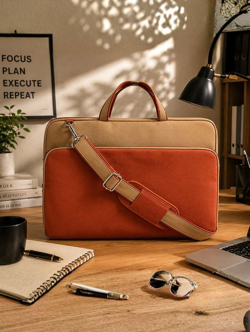 women colourblocked regular laptop bag