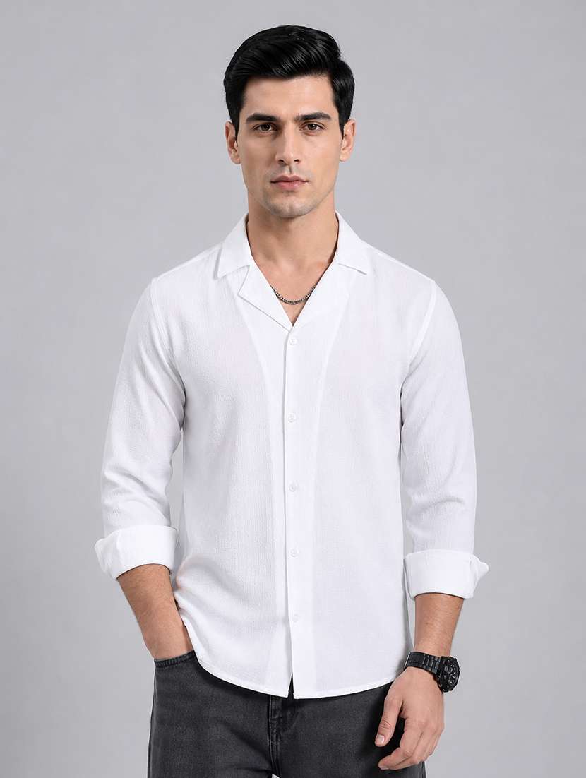 men solid long sleeve regular fit casual shirt