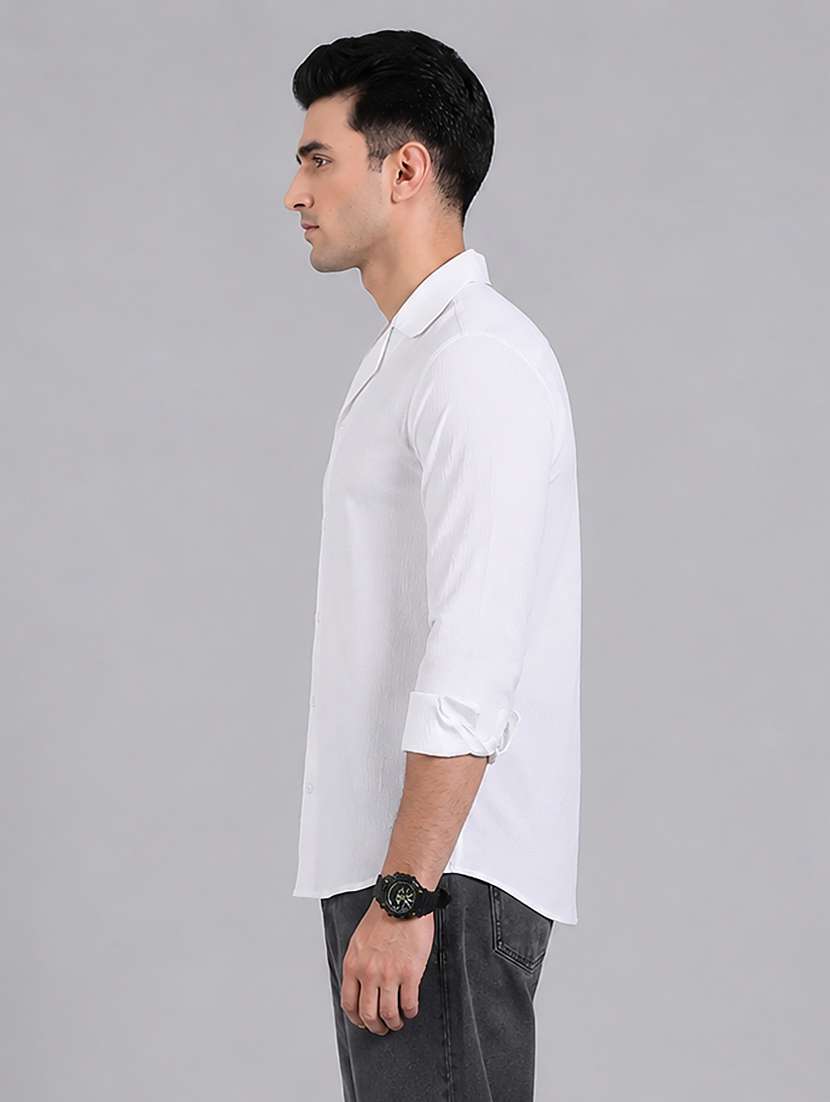 Men Solid Long Sleeve Regular Fit Casual Shirt - 22595573 -  Standard Image - 2