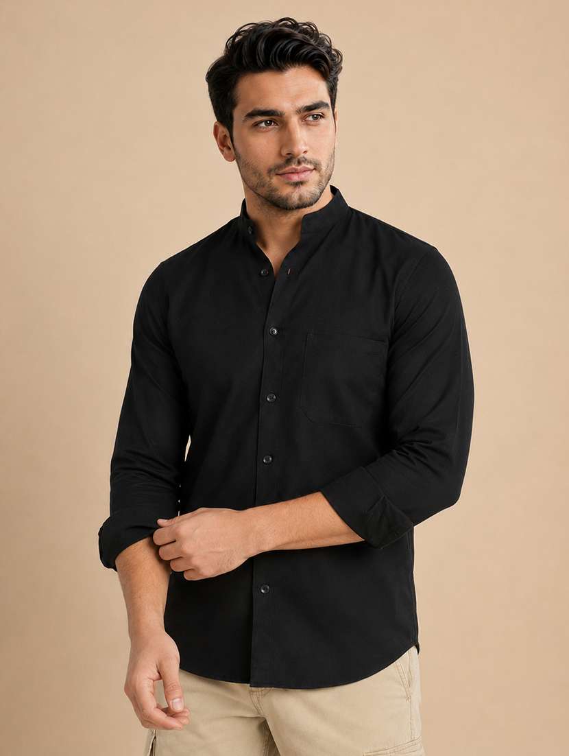 Men Solid Long Sleeve Regular Fit Casual Shirt - 22595580 -  Standard Image - 2