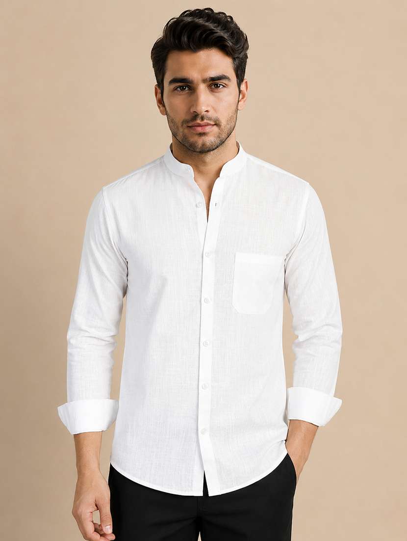 men solid long sleeve regular fit casual shirt