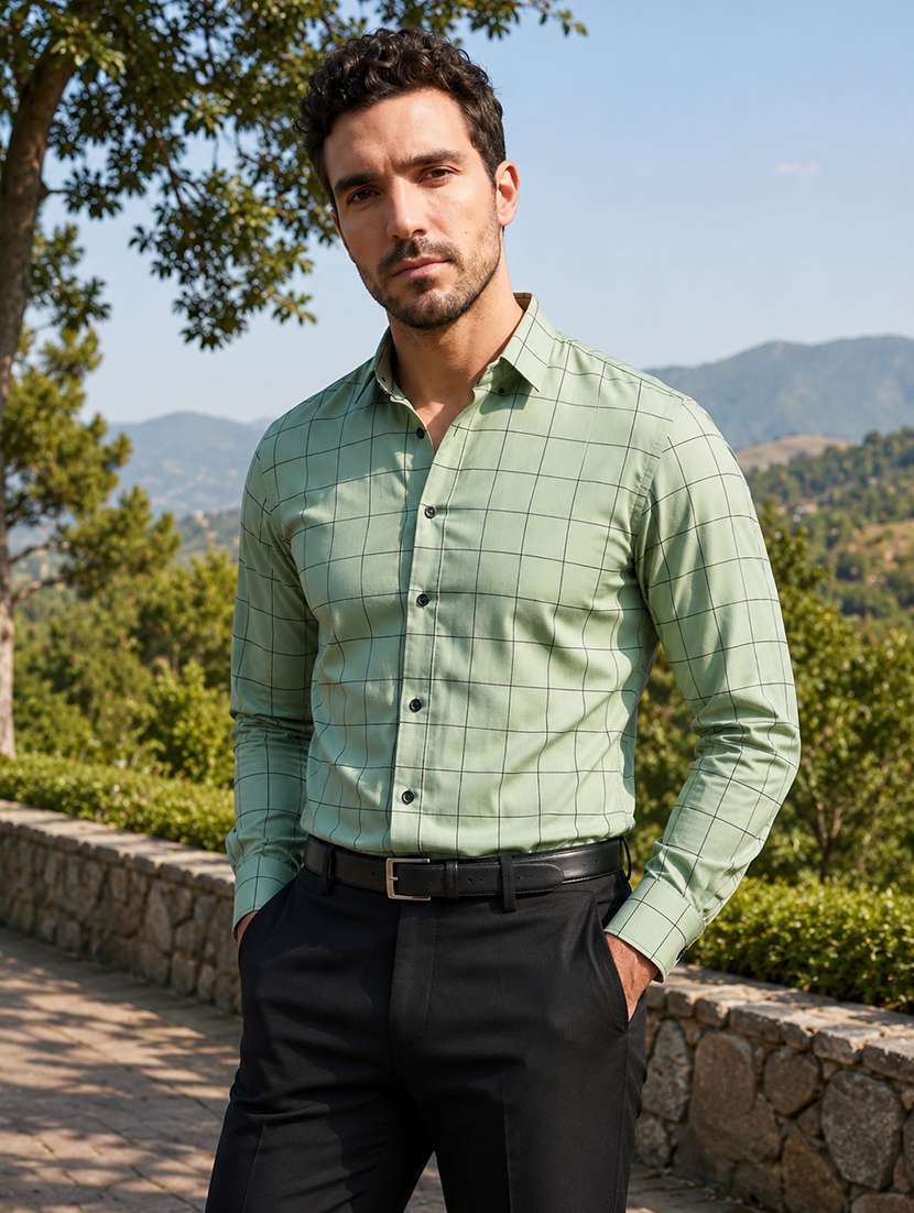 Men Checkered Long Sleeve Regular Fit Formal Shirt - 22595812 -  Standard Image - 2