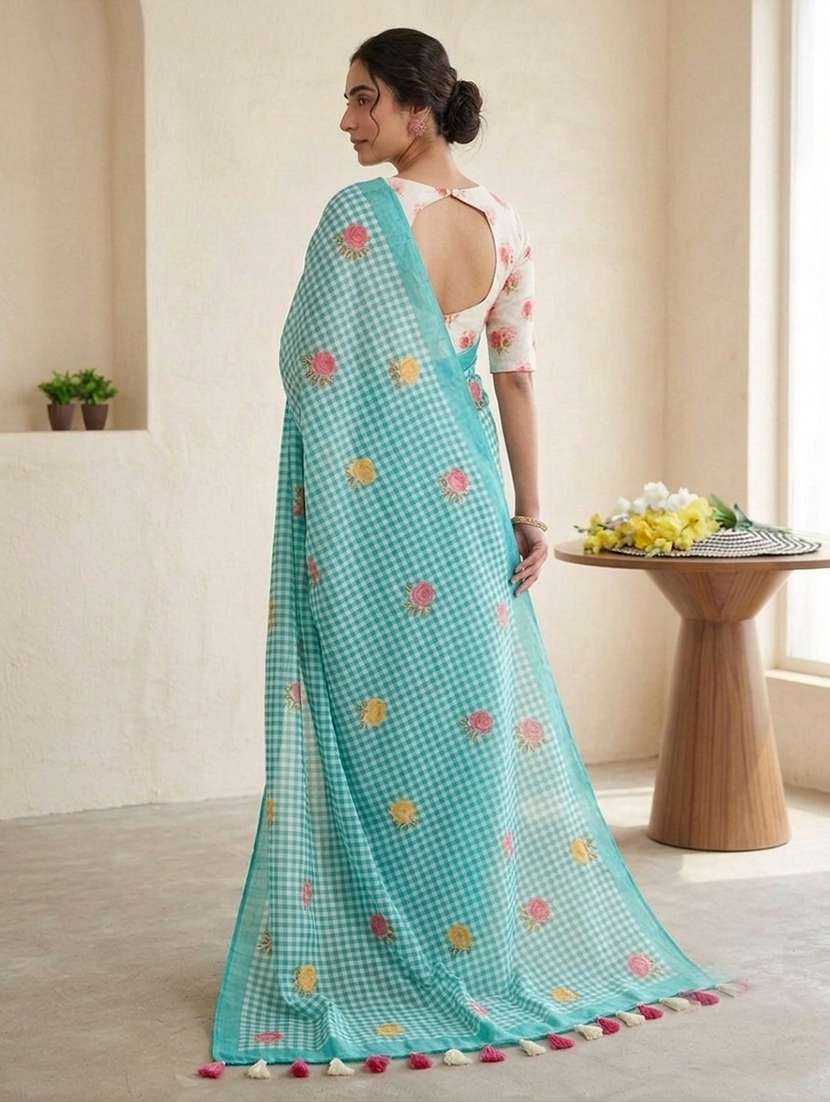 women printed casual wear saree with blouse - 22595819 -  Standard Image - 2