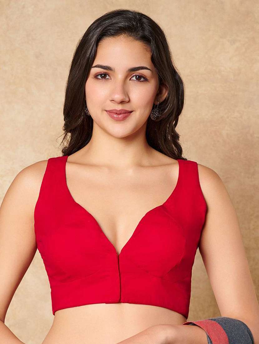 women solid sleeveless stitched blouse