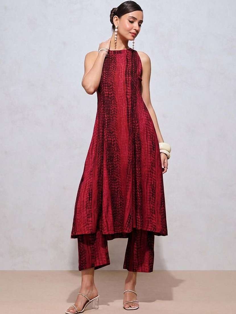 women printed sleeveless kurta pant set - 22595920 -  Standard Image - 2