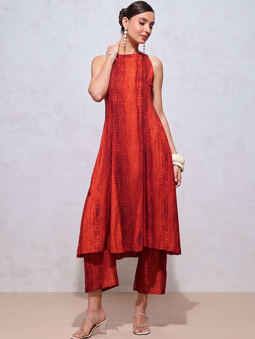 women printed sleeveless kurta pant set - 22595921 -  Standard Image - 2