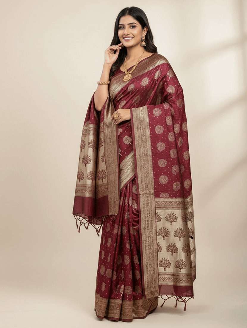 women self design banarasi saree with blouse