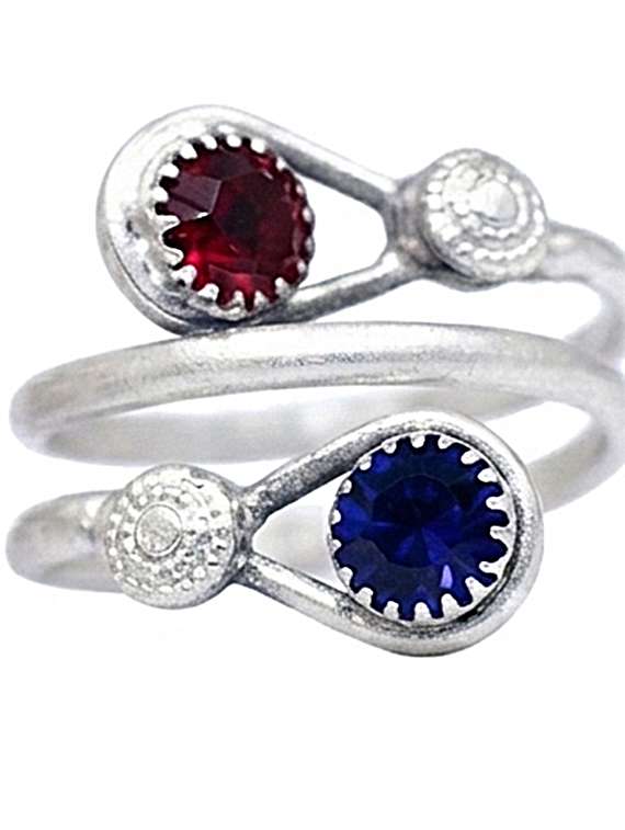 Oxidized Multi-color Stone Toe Ring Set - 22596189 -  Standard Image - 2