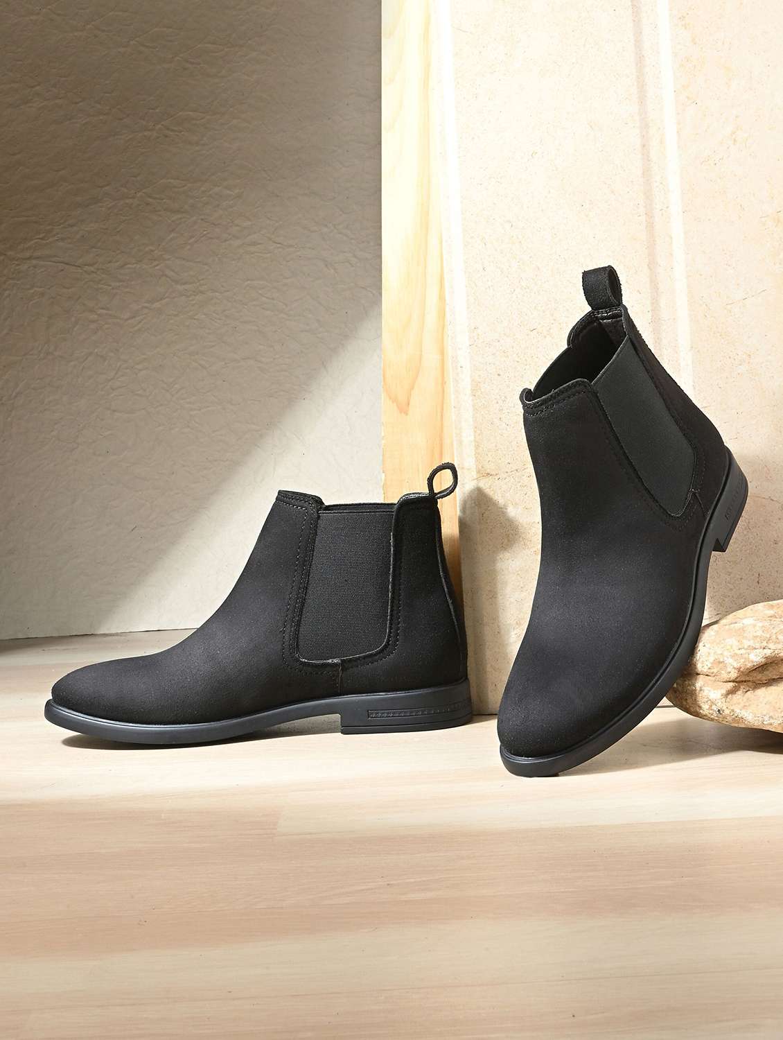 men solid high ankle boots