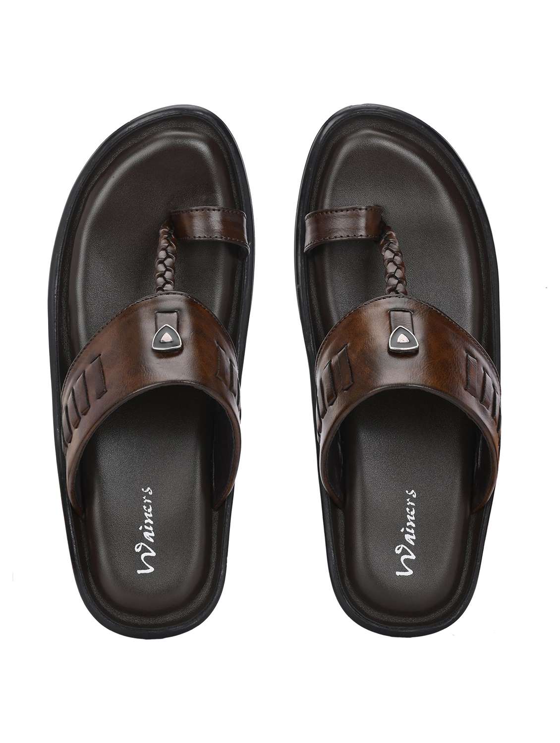 men solid slip on kolhapuri sandal - 22596211 -  Standard Image - 2