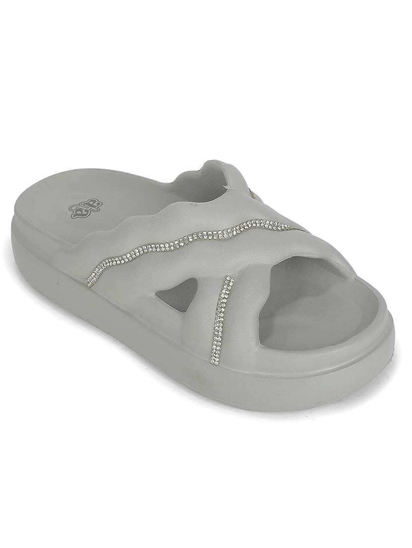 women embellished slip on slider