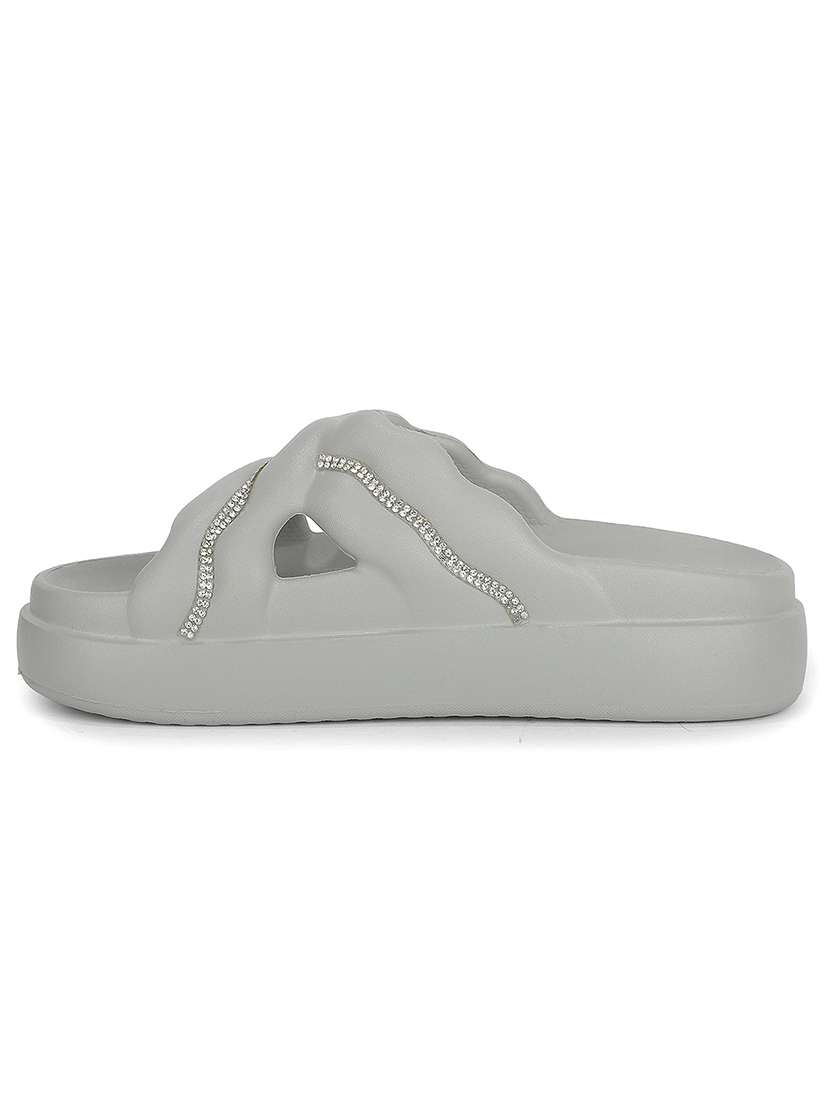 women embellished slip on slider - 22596825 -  Standard Image - 2