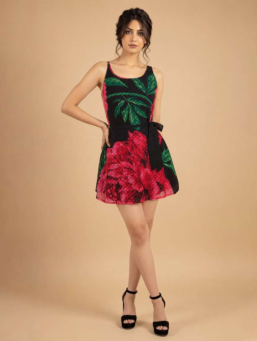 women printed sleeveless a-line dress - 22597002 -  Standard Image - 2