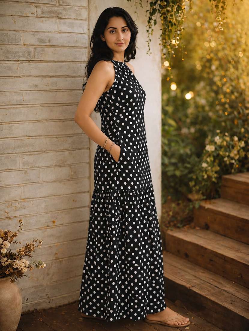 women printed halter neck tiered dress - 22597003 -  Standard Image - 2