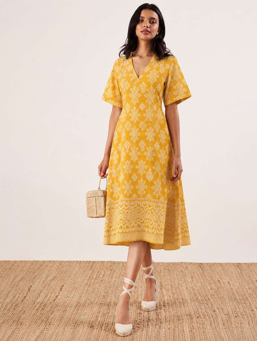women printed short sleeves a-line dress - 22597009 -  Standard Image - 2