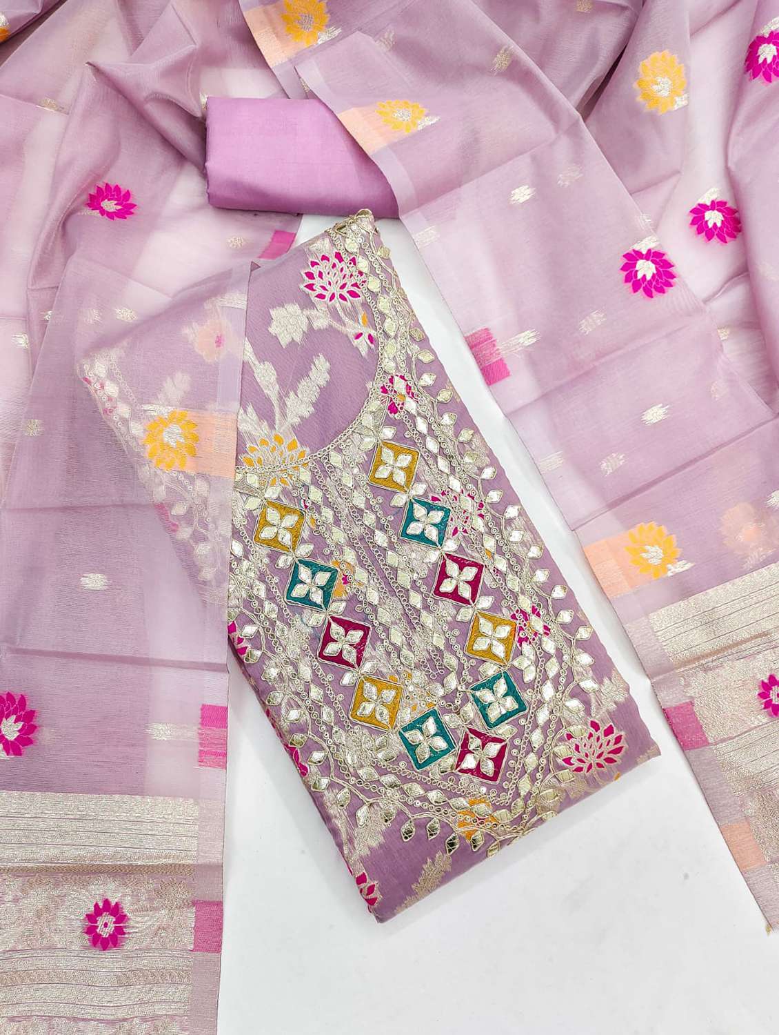 Women Self Design Unstitched Suit Set - 22597029 -  Standard Image - 2