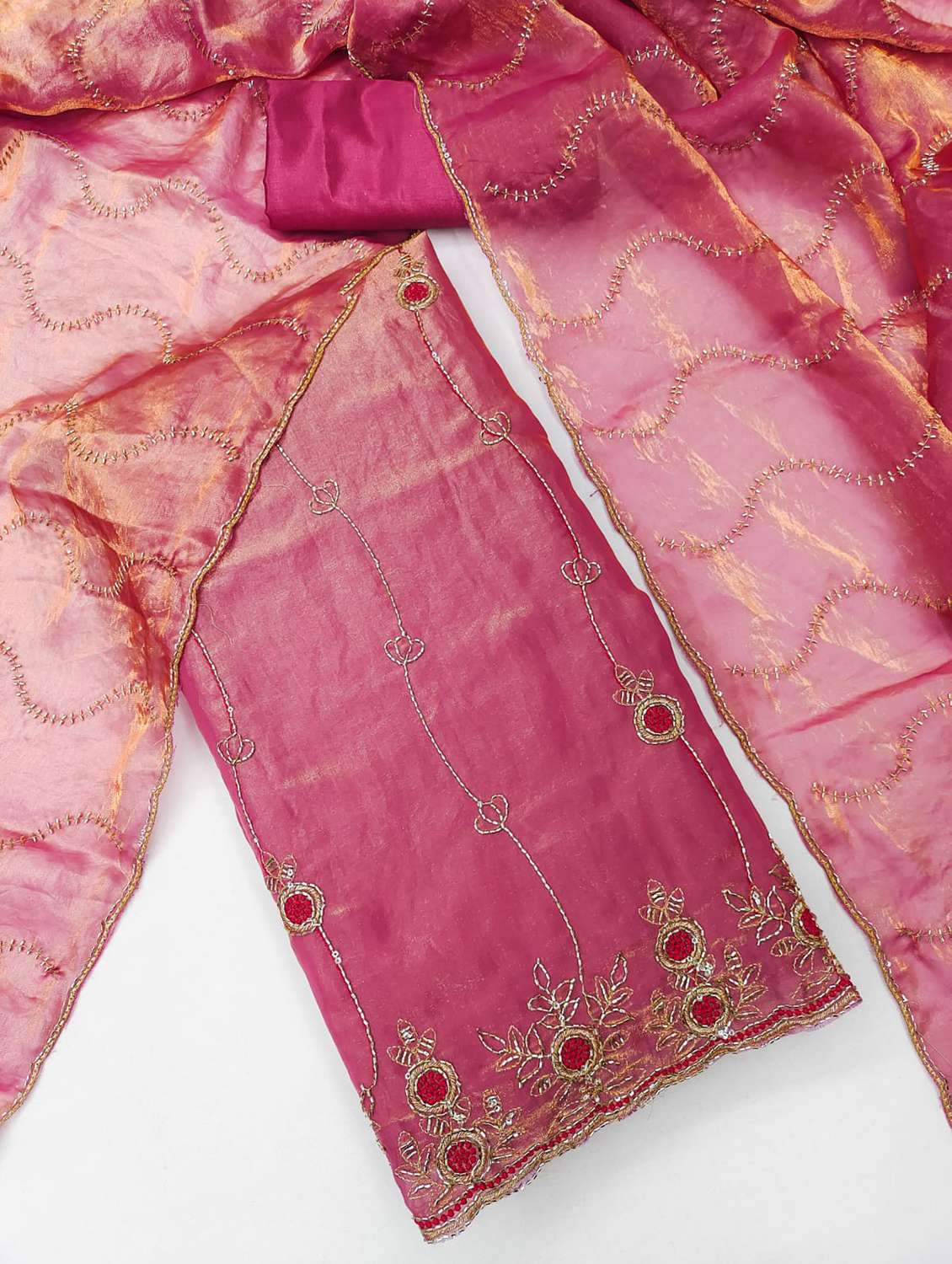 women solid with work unstitched suit set - 22597034 -  Standard Image - 2