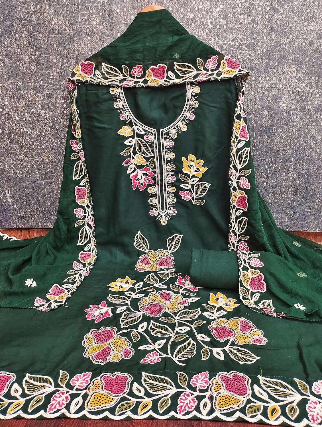 women solid with work unstitched suit set - 22597077 -  Standard Image - 2