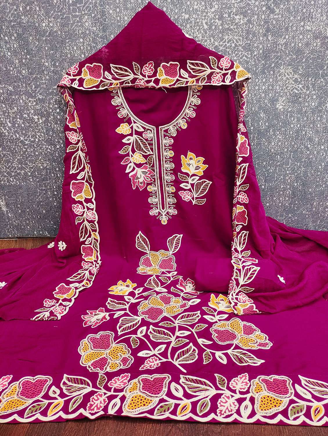 women solid with work unstitched suit set - 22597079 -  Standard Image - 2