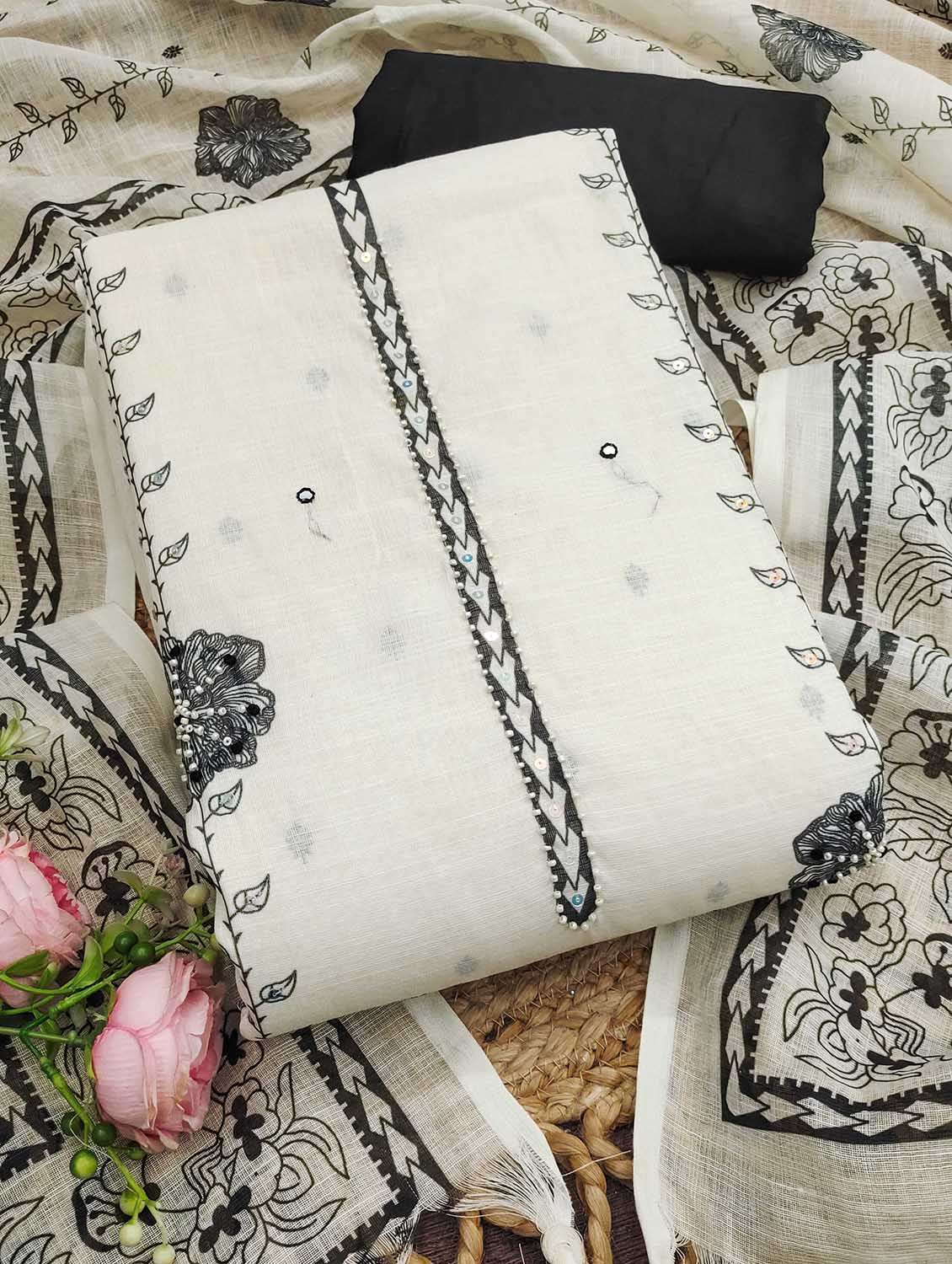 women printed unstitched suit set