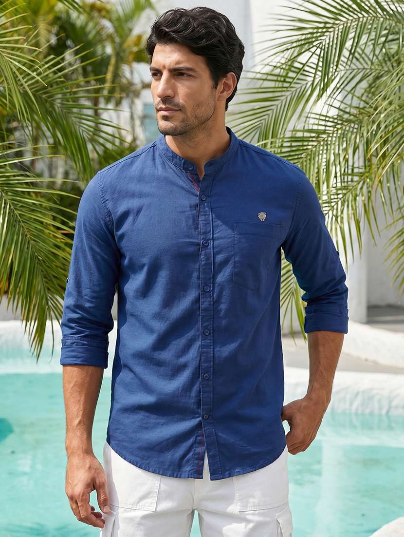men solid long sleeves regular fit shirt
