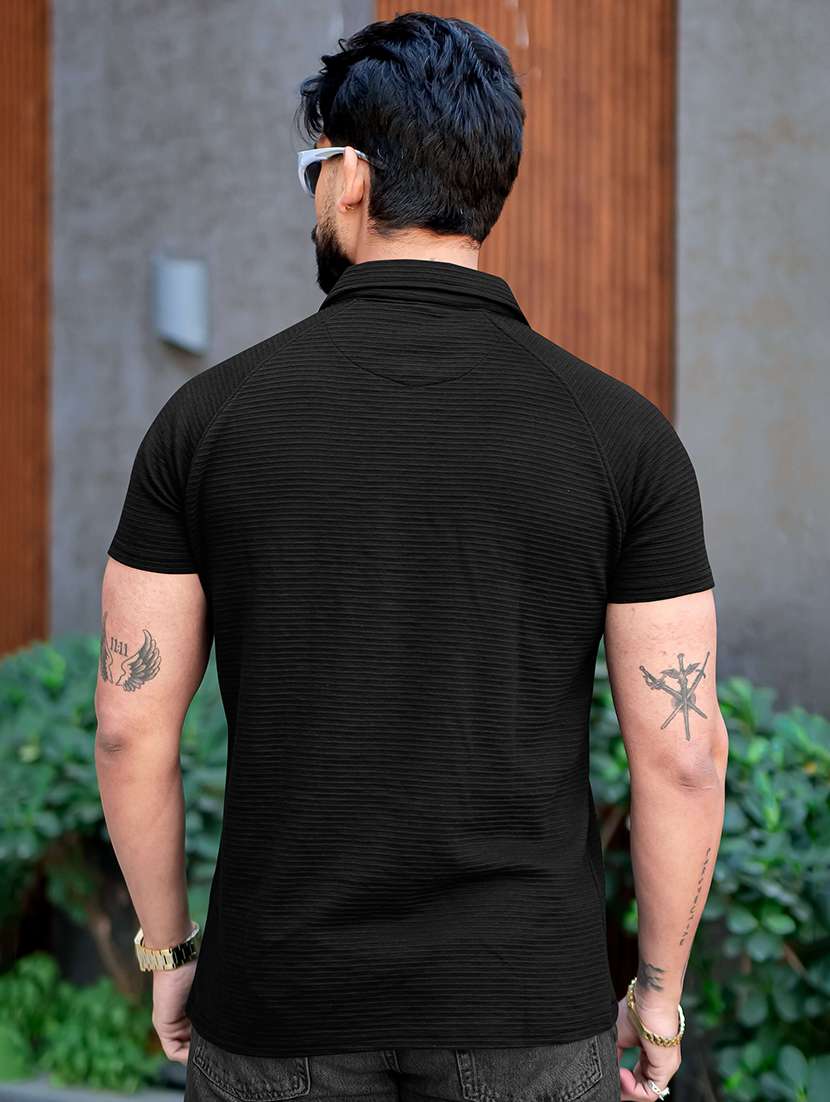 men textured raglan sleeve regular fit polo t-shirt - 22597634 -  Standard Image - 2