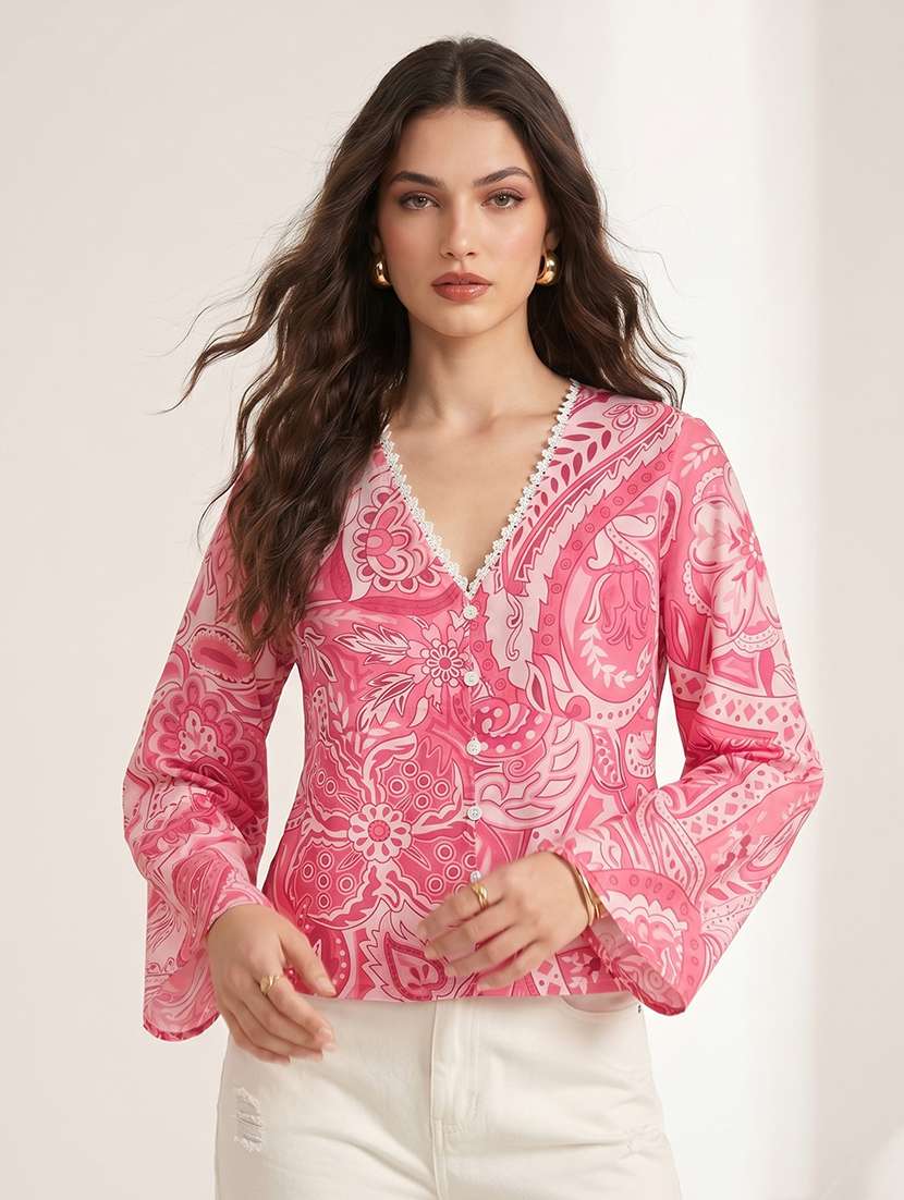 women printed long sleeves regular top - 22597752 -  Standard Image - 2