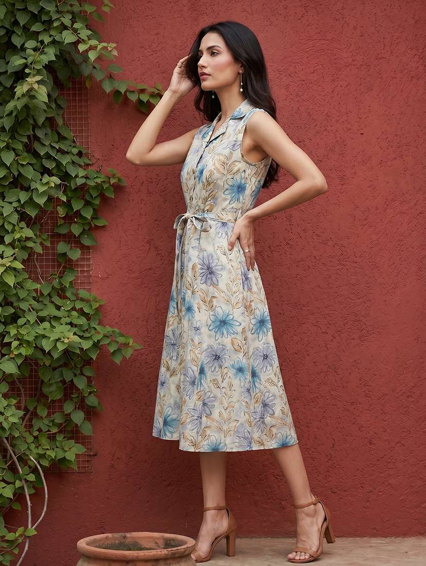 Women Printed Sleeveless A-line Dress - 22597802 -  Standard Image - 2