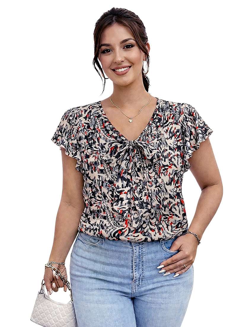 women printed short sleeves regular top - 22597803 -  Standard Image - 2