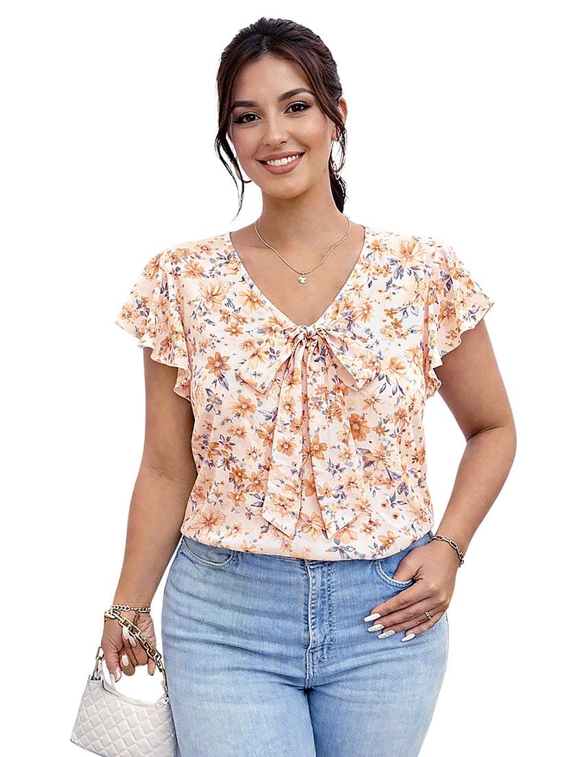 women printed short sleeves regular top