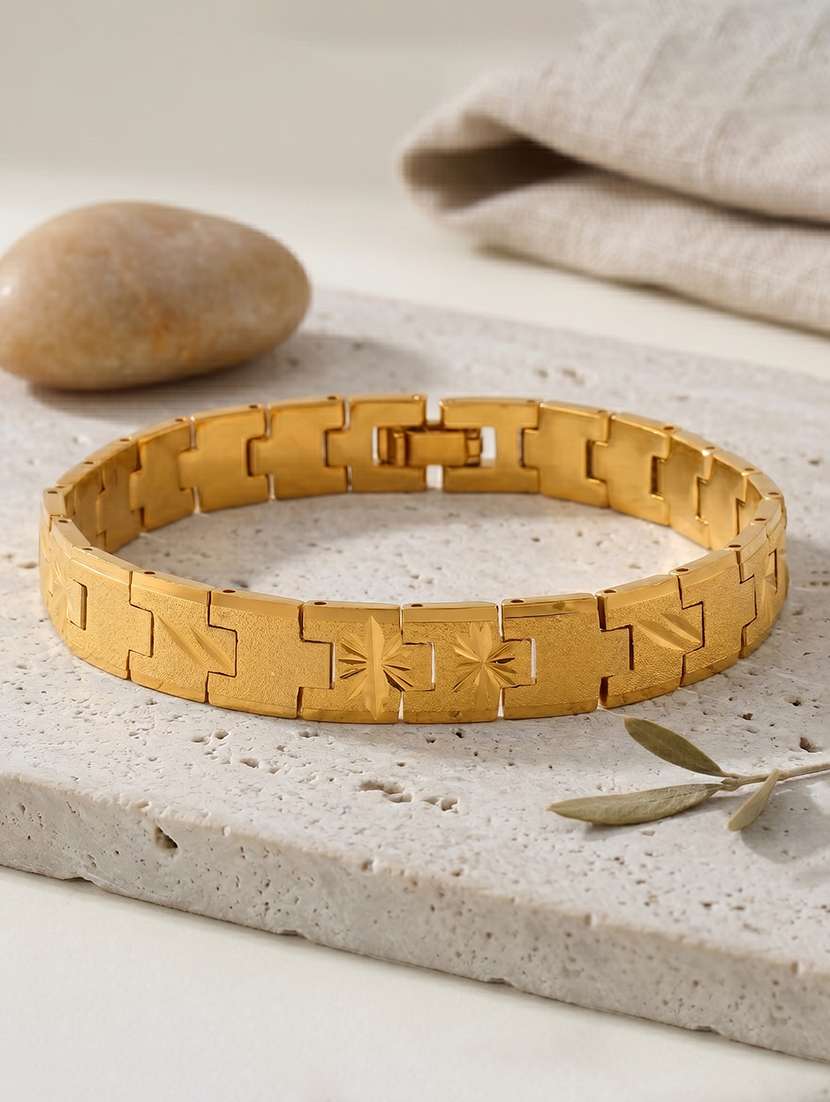 micron buff gold finish stylish bracelet for men women