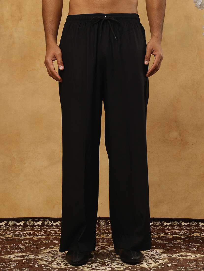 Men Solid Mid Rise Flat Front Trouser - 22597873 -  Standard Image - 2