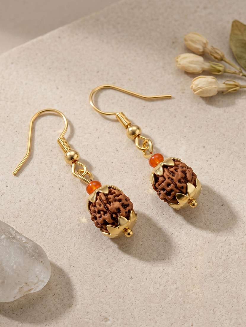 gold multi color drop earrings