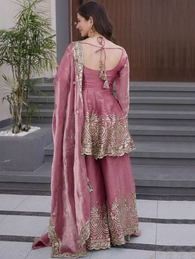 women embroidered long sleeves kurta palazzo set - 22597945 -  Standard Image - 2