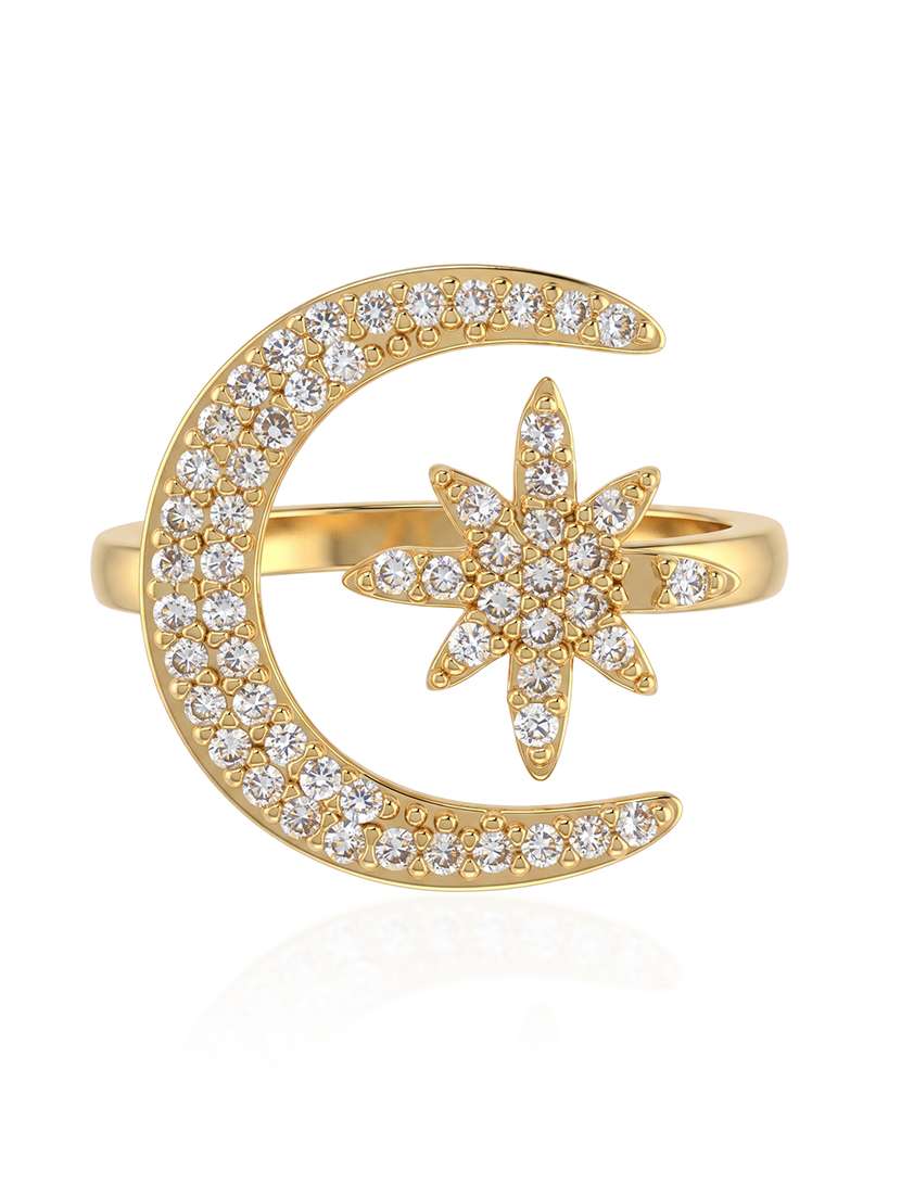 gold imitation diamond crescent moon star finger ring for men and women  - 22597955 -  Standard Image - 2