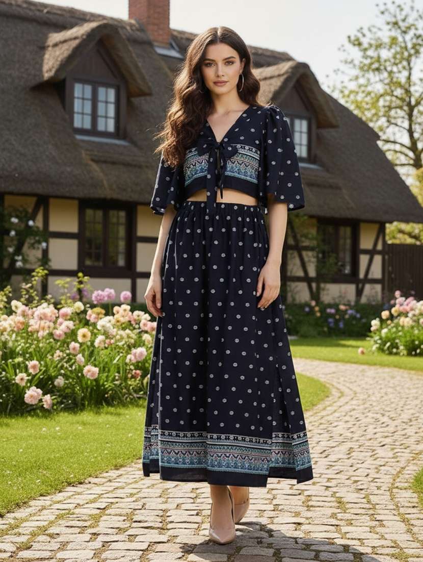 Women Printed Short Sleeves Top And Skirt Set - 22598069 -  Standard Image - 2
