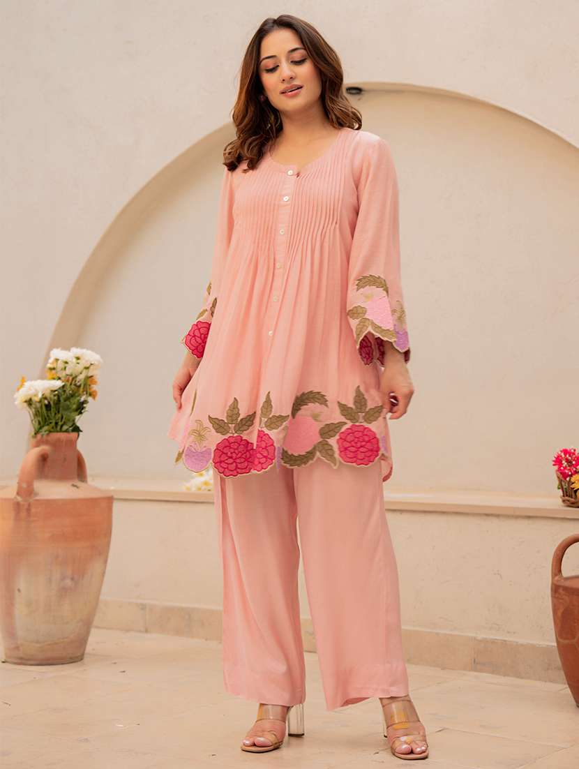 women embroidered long sleeves ethnic co-ord set - 22598082 -  Standard Image - 2