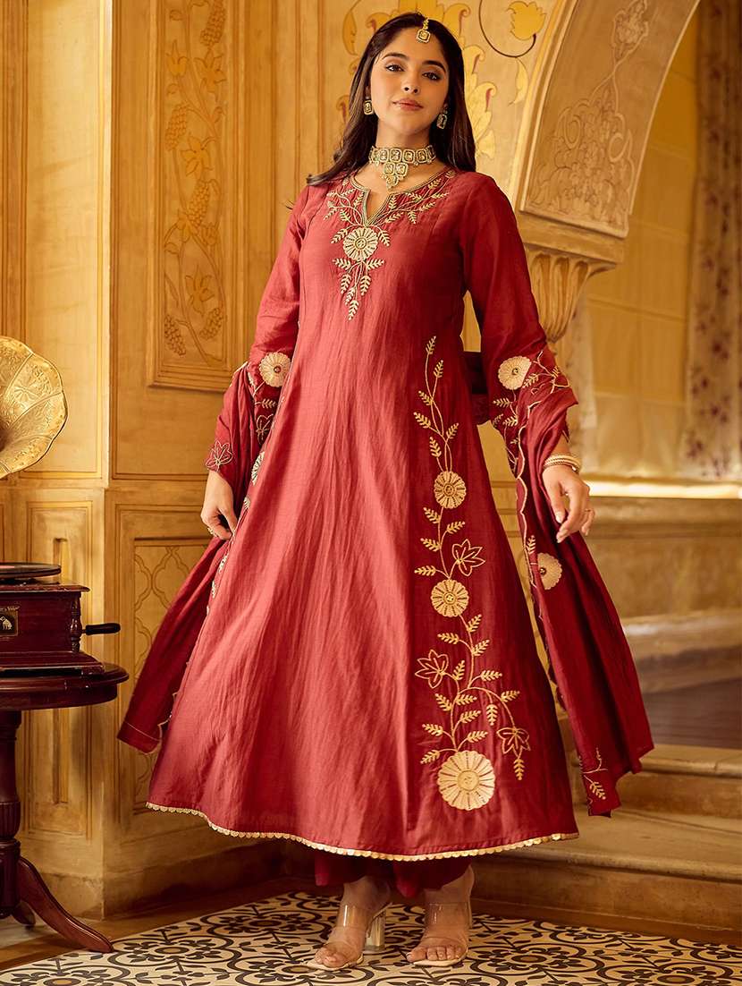 Women Embroidered Long Sleeves Kurta Pant Set With Dupatta - 22598095 -  Standard Image - 2