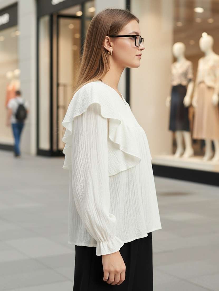 women solid long sleeves regular top - 22598146 -  Standard Image - 2