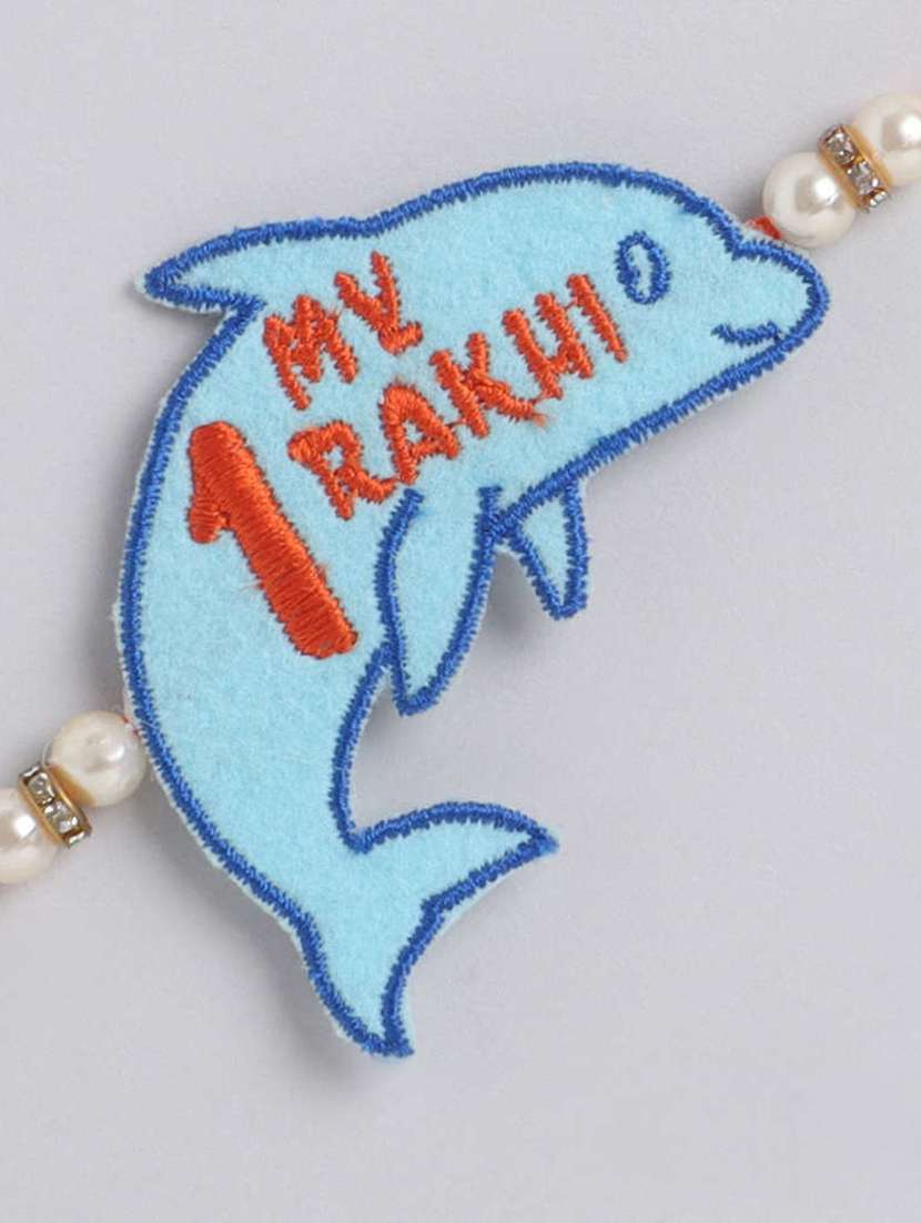 the magic wand trendy dolphin applique my first rakhi - 22598285 -  Standard Image - 2