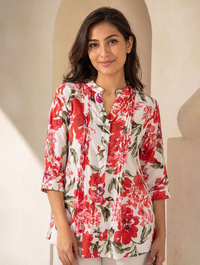 Women Printed Three Quarter Sleeves Regular Top - 22598370 -  Standard Image - 2